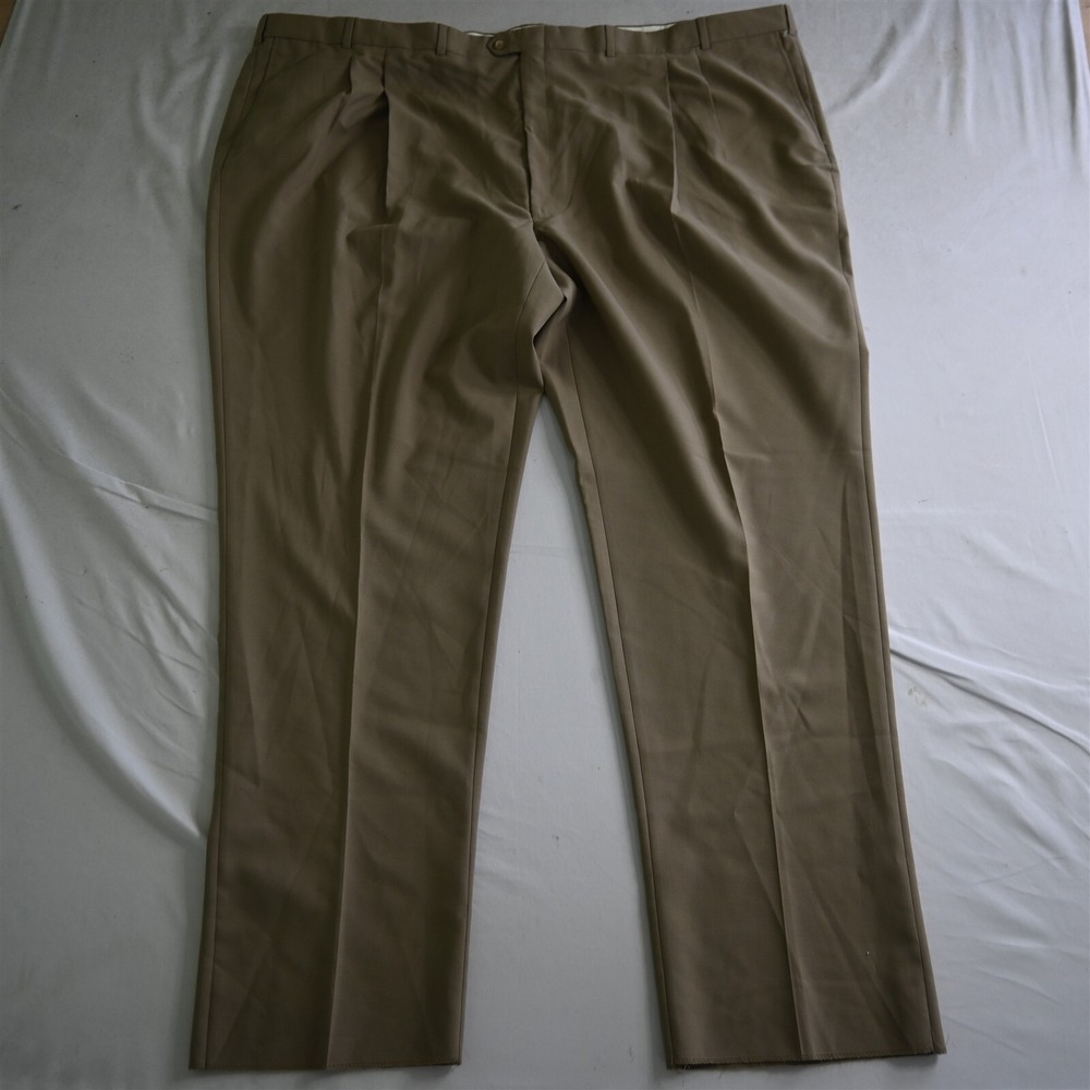 NEW Palm Beach 60‎ Brown Pleated 93947 Wool Blend Mens Dress Pants